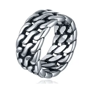 Mendes Heren Ring- Dual Cuban Silver-21.5mm