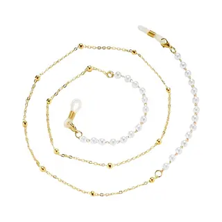 Lgt Jwls Cordon De Lunettes De Soleil Or Rose Pour Femme - Avec Perles Blanches