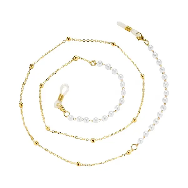 Lgt Jwls Cordon De Lunettes De Soleil Or Rose Pour Femme - Avec Perles Blanches thumbnail