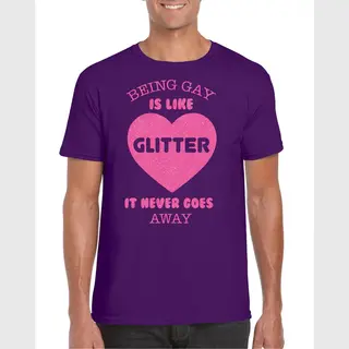 Bellatio Decorations Gay Pride T-shirt Voor Heren - Being Gay Is Like Glitter - Paars/roze - Lhbti Xl