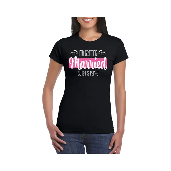 Bellatio Decorations Vrijgezellenfeest T-shirt Voor Dames - Trouwen - Zwart - Glitters - Bruiloft Xs thumbnail