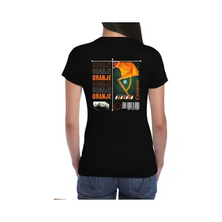 Bellatio Decorations Oranje Supporter T-shirt Dames - Zwart - Ek/Wk Voetbal Supporter - Nederland L