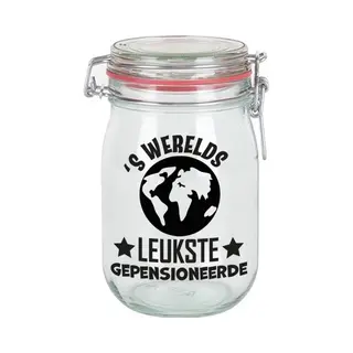 Bellatio Decorations Cadeau Voorraadpot/snoeppot - Pensioen - Glas - 11 X 11 Cm - 1 Liter - Collega