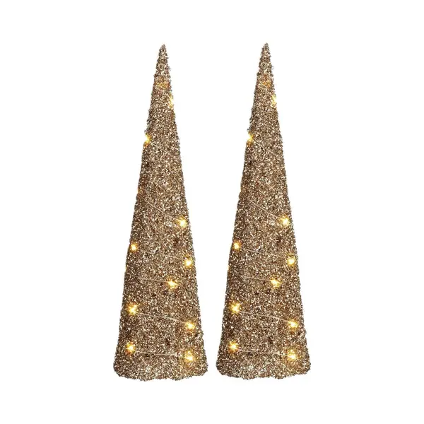 House Of Seasons Led Kegel Kerstboom Lampen - 2x - Champagne - 20 Leds - H50 Cm -kerstverlichting thumbnail