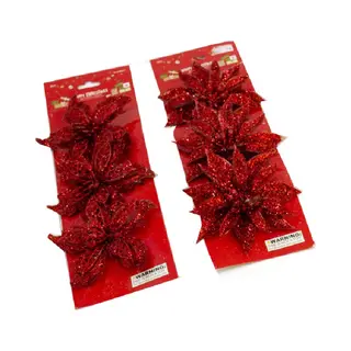Gerimport Decoratie Bloemen Op Clip - 6x Stuks - Rood - Kunststof - Bloemen Versiering