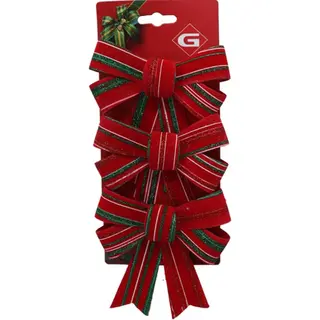 Gerimport Decoratie Strikken - 3x St - Donkerrood - 10 X 13 Cm - Strikjes