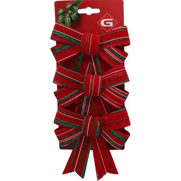 Gerimport Decoratie Strikken - 3x St - Donkerrood - 10 X 13 Cm - Strikjes thumbnail