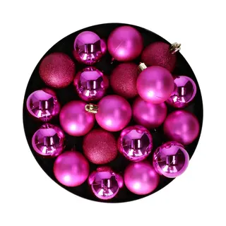 Christmas Decoration Kerstballen - 40x - 4 Cm - Fuchsia Roze - Kunststof - Kerstversiering