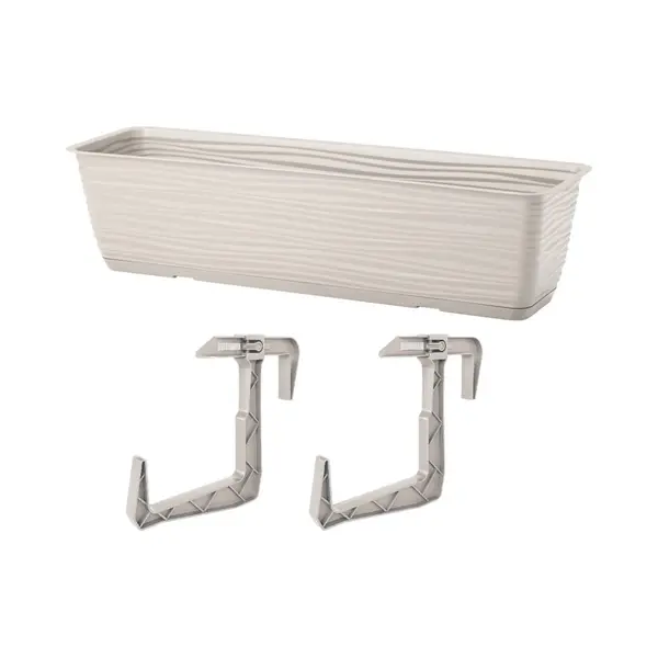 Form Plastic Balkon Plantenbak Balustrade - Incl Ophangbeugels - Kunststof - Lichtgrijs - L80 X B17 X H14 thumbnail