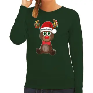 Bellatio Decorations Foute Kersttrui / Sweater Voor Dames - Merry Christmas - Grijs - Kerst Rendier Xl