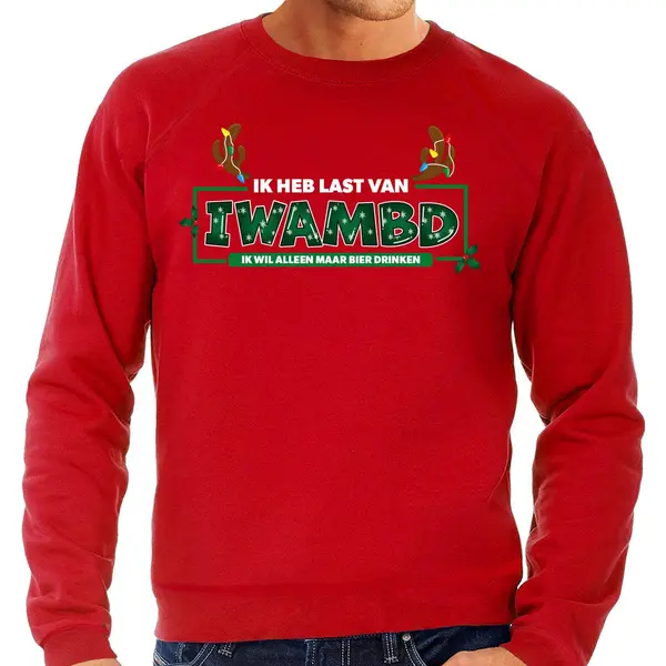 Bellatio Decorations Foute Kersttrui Voor Heren - Ik Heb Last Van Iwambd - Rood - Hilarisch L thumbnail