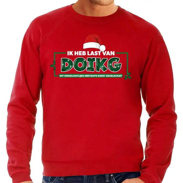 Bellatio Decorations Foute Kersttrui Voor Heren - Ik Heb Last Van Doikg - Rood - Hilarisch Xl thumbnail