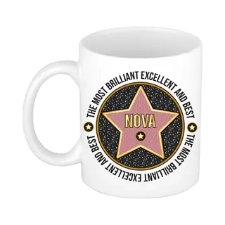 Bellatio Decorations Naam Mok Nova - Wit - Most Brilliant - Keramiek - 300 Ml - Collega Beker - Cadeau