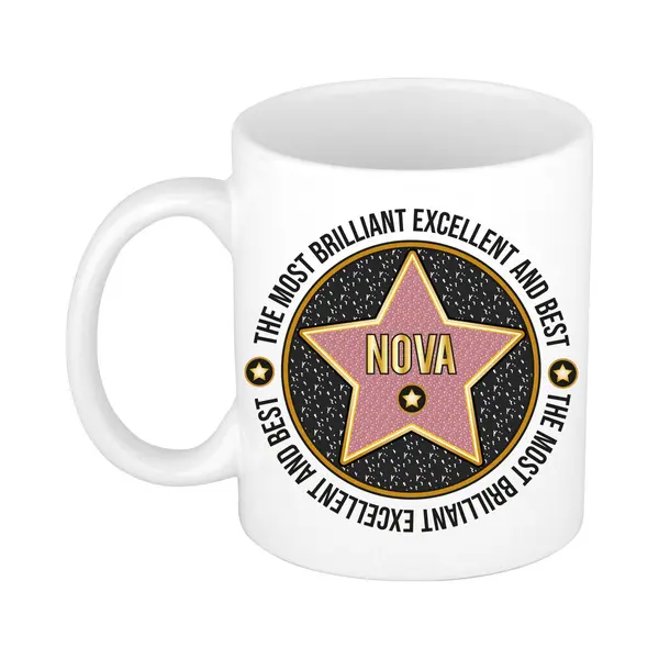 Bellatio Decorations Naam Mok Nova - Wit - Most Brilliant - Keramiek - 300 Ml - Collega Beker - Cadeau thumbnail