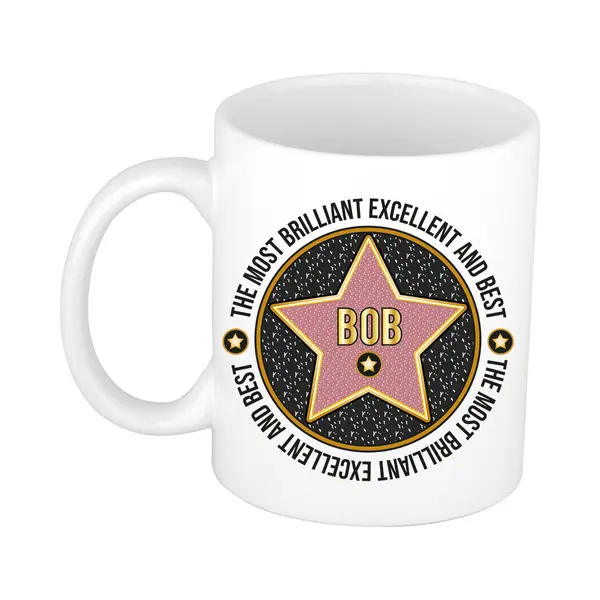 Bellatio Decorations Naam Mok Bob - Wit - Most Brilliant - Keramiek - 300 Ml - Collega Beker - Cadeau thumbnail