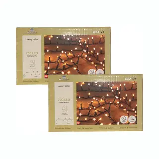Anna's Collection Kerstverlichting Led Ivy - 2x - 700 Leds - 1600 Cm- Warm Wit - Dimmer - Kerstboomverlichting