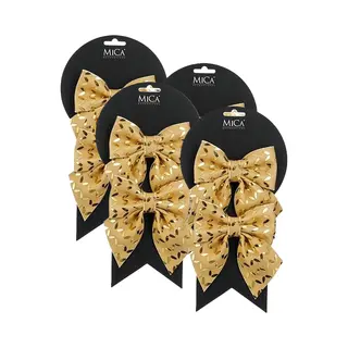 Mica Decorations Kerst Ornamenten Strikken - 8x St - Goud - 12 X 13 Cm - Kerstboomstrikjes