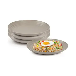 Plasticforte Rond Bord/camping Bord - 4x - D20 Cm - Taupe - Kunststof - Onbreekbaar - Servies