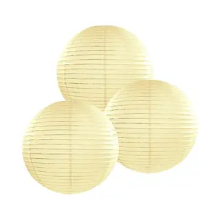 Luxe Bol Feest Lampion - 5x - Creme Wit - Dia 25 Cm - Papier - Feestartikelen/versieringen