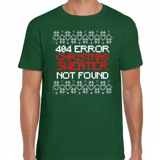 Bellatio Decorations Foute Kerst T-shirt Voor Heren - 404 Error - Groen - Christmas Sweater Not Found L