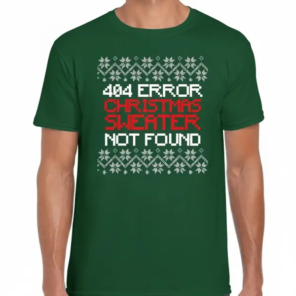 Bellatio Decorations Foute Kerst T-shirt Voor Heren - 404 Error - Groen - Christmas Sweater Not Found L thumbnail