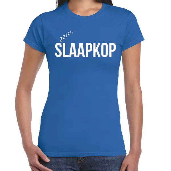 Bellatio Decorations Slaap T-shirt Voor Dames - Blauw - Slaapkop - Pyjama Party Shirt - Slaap Party Xs thumbnail