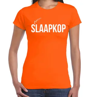 Bellatio Decorations Slaap T-shirt Voor Dames - Oranje - Slaapkop - Pyjama Party Shirt - Slaap Party Xxl