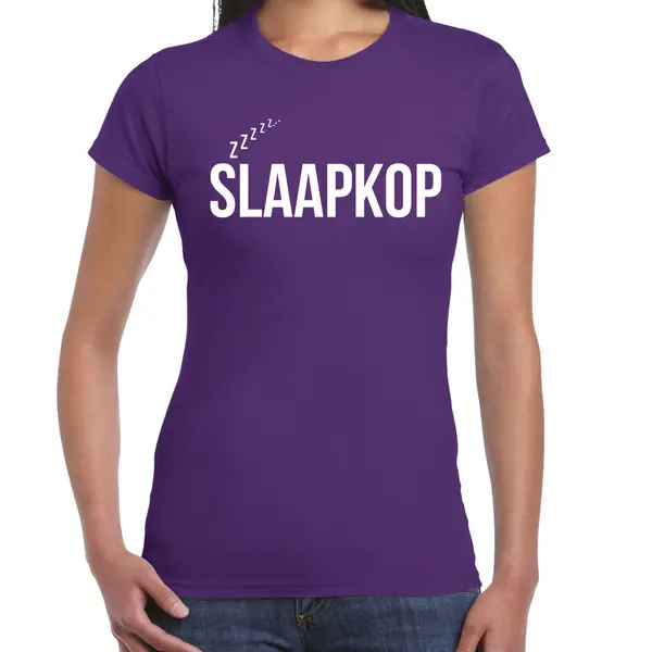 Bellatio Decorations Slaap T-shirt Voor Dames - Paars - Slaapkop - Pyjama Party Shirt - Slaap Party Xl thumbnail