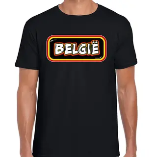 Bellatio Decorations Verkleed T-shirt Voor Heren - Belgie - Zwart - Voetbal Supporter - Themafeest M