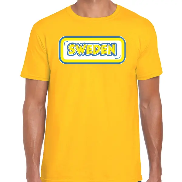 Bellatio Decorations Verkleed T-shirt Voor Heren - Zweden - Geel - Voetbal Supporter - Themafeest S thumbnail