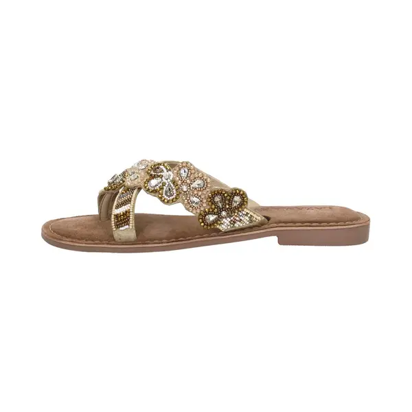 Lazamani - Perla Dames Slippers Leer Beige - Maat 36 thumbnail