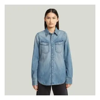 G-Star Für Damen. D27714-D539-G924 Schmales Westernhemd Blau (Xl), Lässig, Baumwolle, Langarm