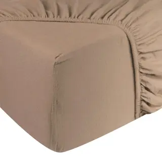 DoubleDry Spannbettlaken Jersey 90x200cm - 100% Baumwolle - Spannbetttuch - 28cm Steg - Beige
