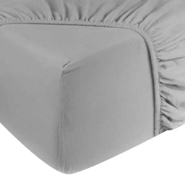 DoubleDry Spannbettlaken Jersey 160x200cm - 100% Baumwolle - Spannbetttuch - 28cm Steg - Hell Grau thumbnail