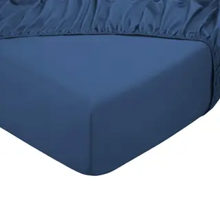 DoubleDry Hoeslaken 100% Natuurlijk Katoen - Eenpersoons 90x200 Cm - Zacht & Ademend - Rondom Elastiek - Yaleblauw