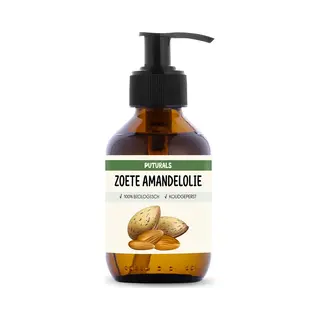 Puturals Amandelolie 100% Biologisch - 150ml - Koudgeperst En Puur - Zoete Amandelolie Voor Haar, Huid En Gezicht