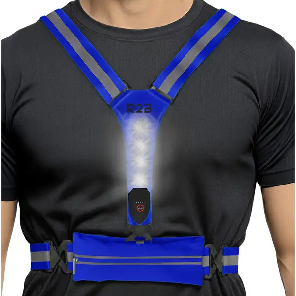 R2B Hardloopvest Met Verlichting En Opbergvak - Usb-C Oplaadbaar - Wandel & Hardloop Verlichting Aan Voor- En Achterkant - Reflecterend Running Vest / thumbnail