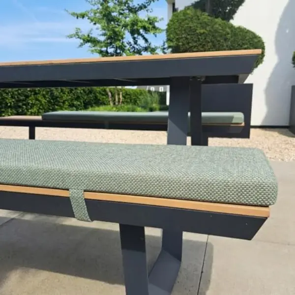 LuLu wonen LuLu Luxe Picknickbank Kussens - Set Van 2 Buiten Kussens- 180x24 Cm - Waterafstotend Tuinkussen - Groen - 4cm Dik - Met Bevestigingsbanden. thumbnail