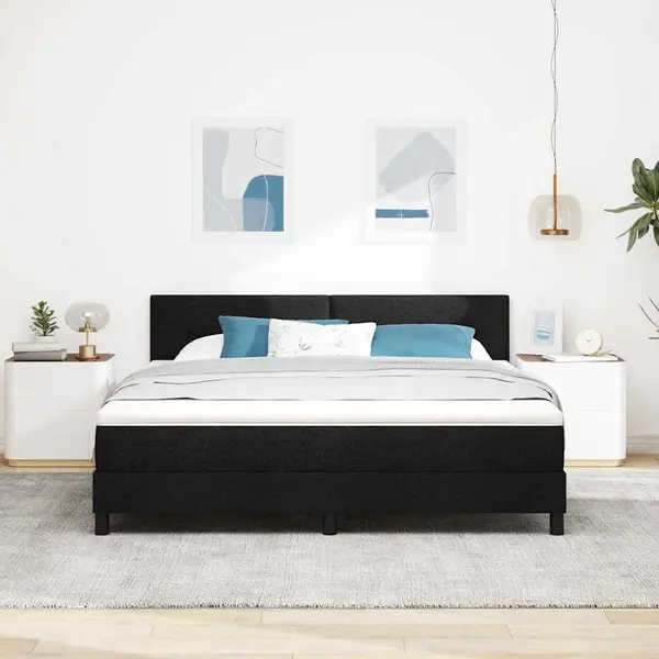 Vidaxl Boxspringbett Mit Matratze Schwarz 180 X 200 Cm Stoff thumbnail