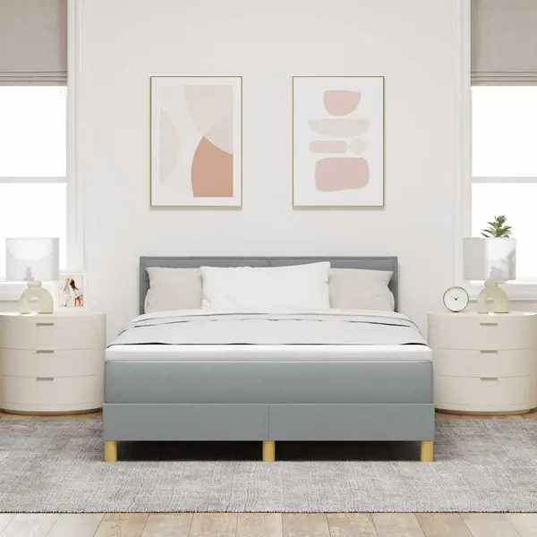Boxspringbett Mit Matratze Hellgrau 140 X 200 Cm Stoff Vidaxl thumbnail