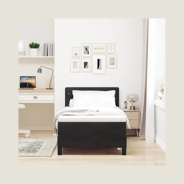 VidaXL Boxspringbett Mit Matratze Schwarz 90 X 190 Cm Samt thumbnail