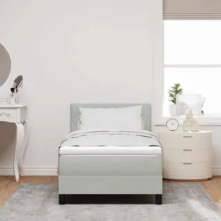 VidaXL Boxspringbett Mit Matratze Hellgrau 90 X 200 Cm Samt