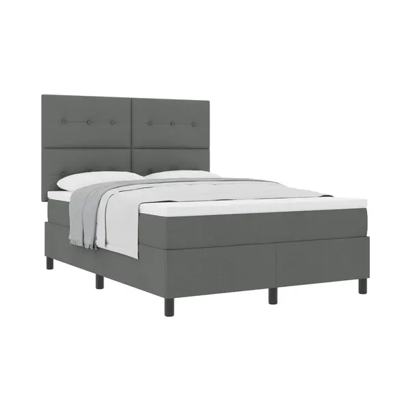 VidaXL Boxspringbett Mit Matratze Dunkelgrau 140 X 190 Cm Stoff thumbnail