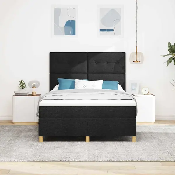 Boxspringbett Mit Kopfteil Schwarz 160 X 200 Cm Stoff Vidaxl thumbnail