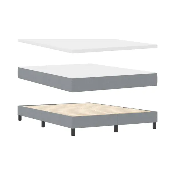 VidaXL Boxspringbett Mit Matratze Hellgrau 140 X 190 Cm Stoff thumbnail