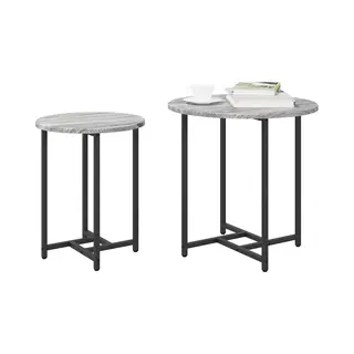 VidaXL Beistelltisch-Set 2 Pcs Grau Sonoma Und Schwarz