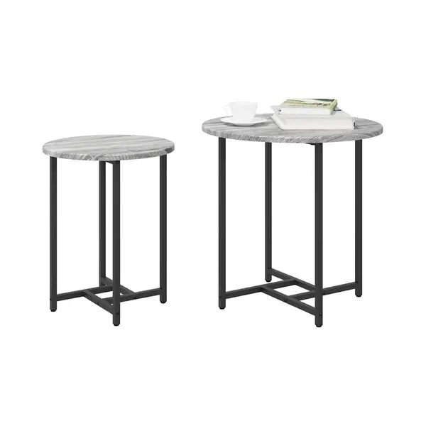 VidaXL Beistelltisch-Set 2 Pcs Grau Sonoma Und Schwarz thumbnail