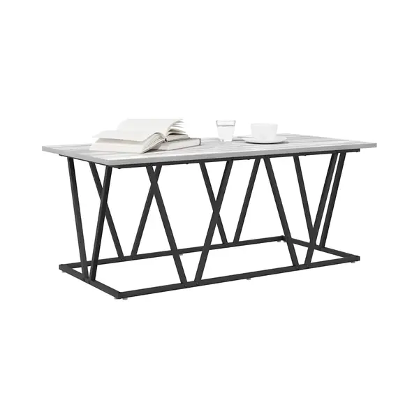 VidaXL Couchtisch Grau 100 X 50 X 40 Cm Sperrholz Und Metall, Moderner Couchtisch Für Wohnzimmer, Rechteckig, Haltbar, Stilvolles Deko-Element, thumbnail