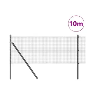 VidaXL Hekpaal. Grijs 10 X 0, 6 M (16 X 16 Mm Gaas) Staal En Pvc