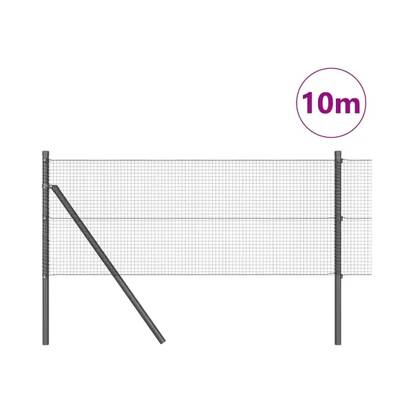 VidaXL Hekpaal. Grijs 10 X 0, 6 M (16 X 16 Mm Gaas) Staal En Pvc thumbnail